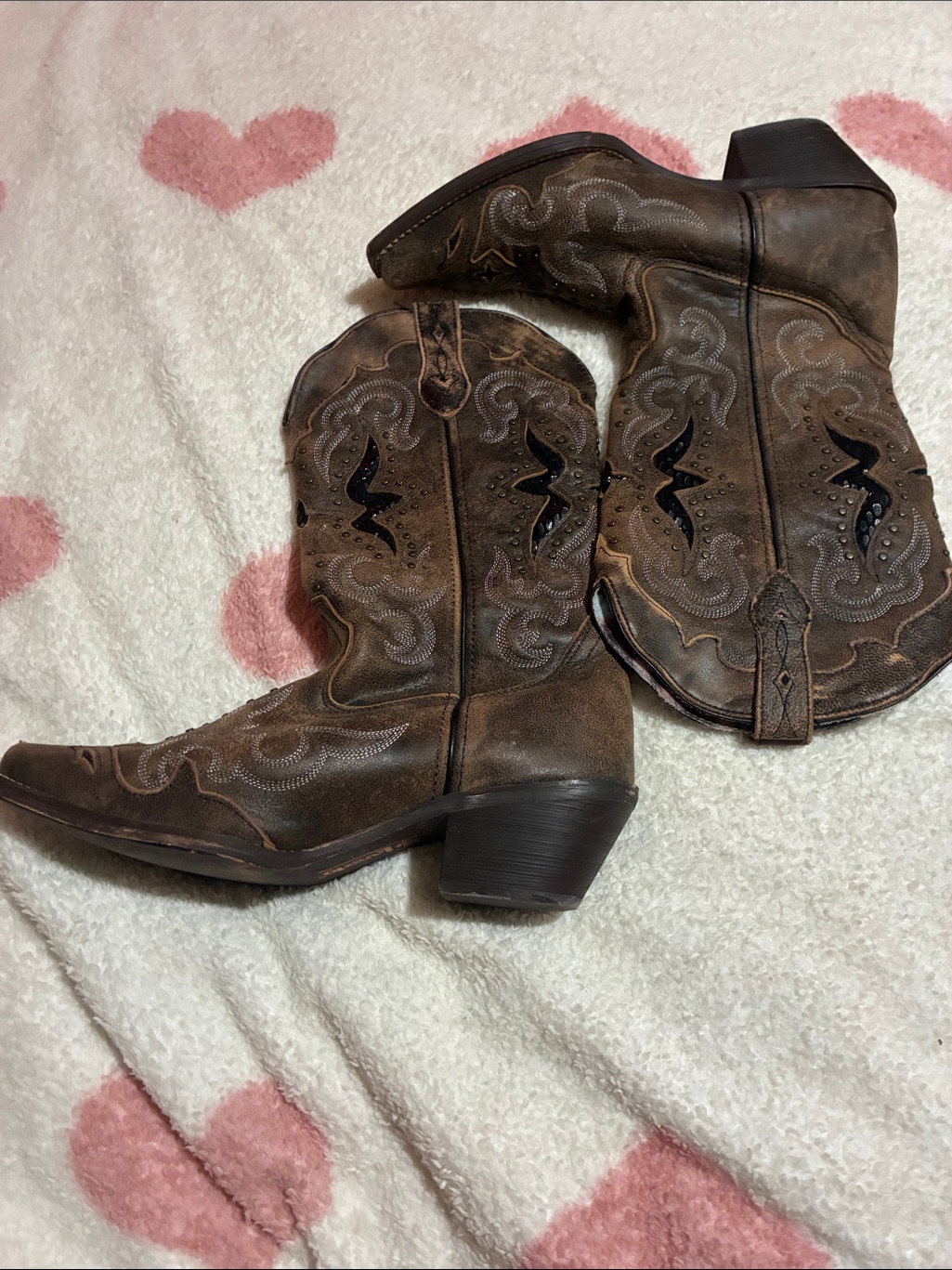 Laredo Brown Leather Western Boots With Logo